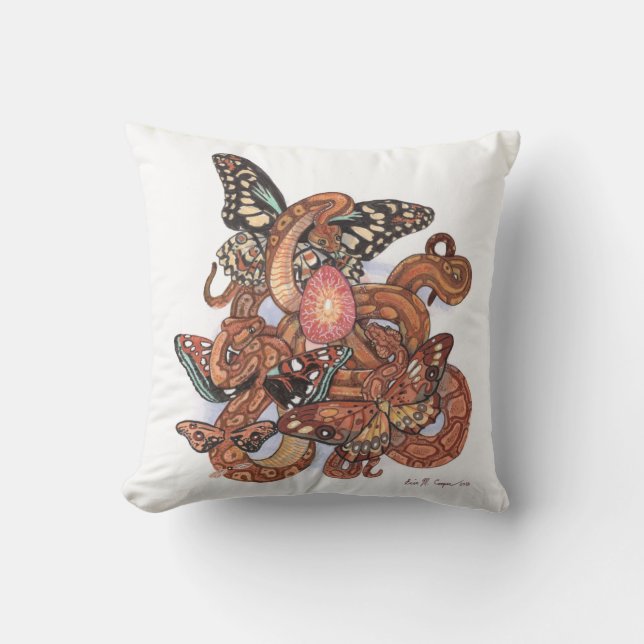 Core of Beginings Mystical Butterfly Snakes Art Cushion (Front)