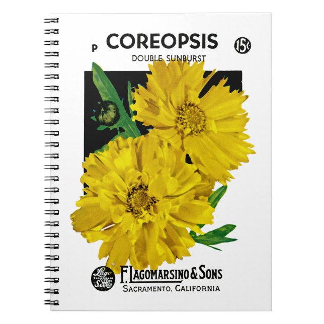 Coreopsis Seed Packet Label Notebook (Front)