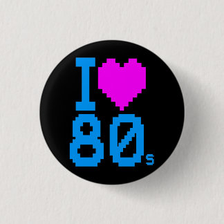 COREY TIGER 1980s RETRO I HEART 80's LOVE 3 Cm Round Badge