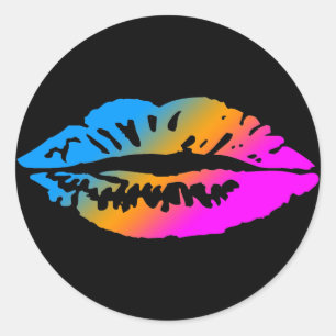 COREY TIGER 1980's RETRO LIPS MULTI COLOUR Classic Round Sticker