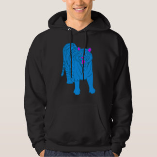COREY TIGER 1980s RETRO STANDING TIGER BLUE HOODIE