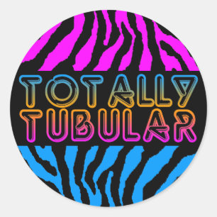 Corey Tiger 1980'S Retro Totally Tubular Stripes Classic Round Sticker