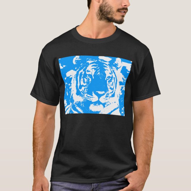 COREY TIGER 80's BLUE TIGER FACE T-Shirt (Front)