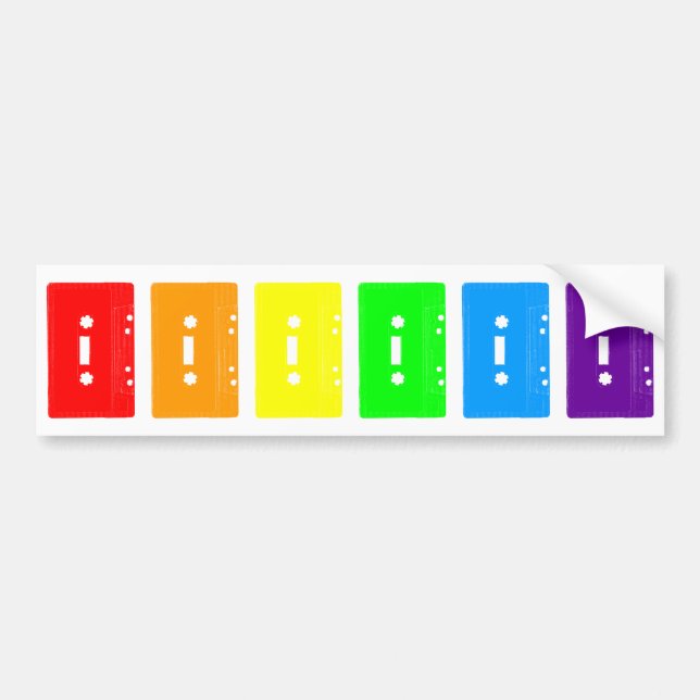 Corey Tiger 80s Cassette Tapes Rainbow Bumper Sticker (Front)