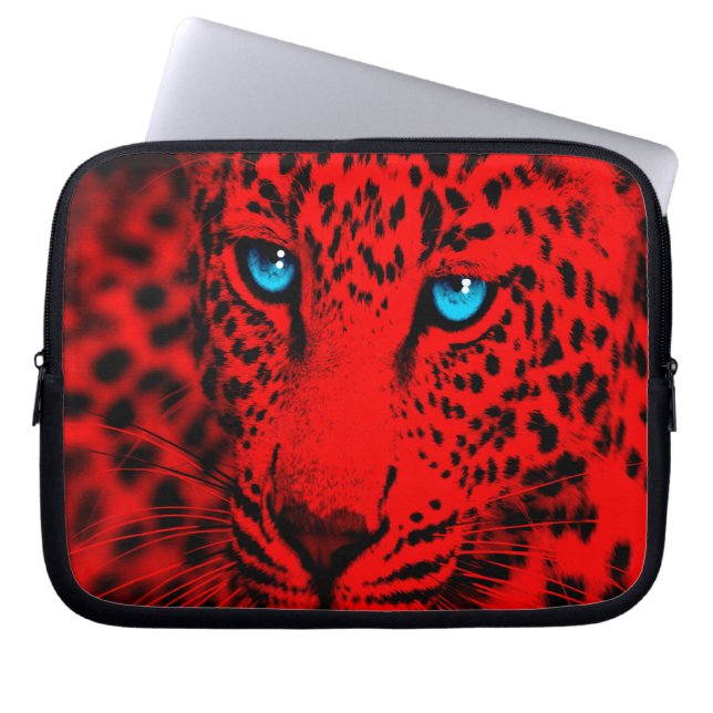 Corey Tiger 80s Leopard (Red) Laptop Sleeve (Front)