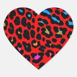 Corey Tiger 80s Leopard Spots (Red) Heart Sticker
