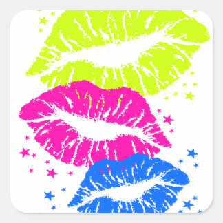 Corey Tiger 80s Lips & Stars Square Sticker