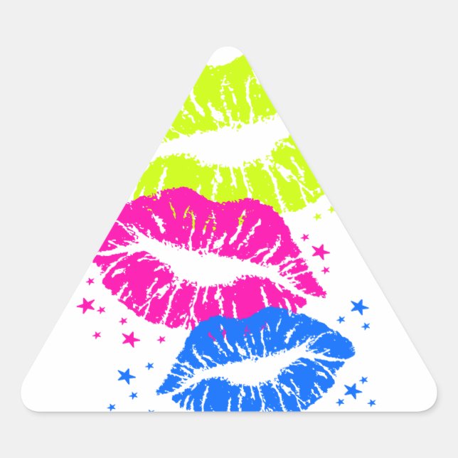 Corey Tiger 80s Lips & Stars Triangle Sticker (Front)