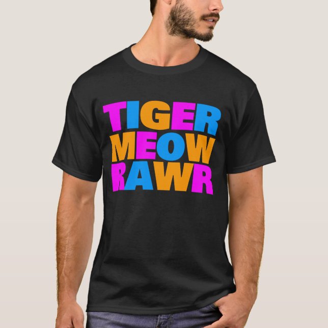 COREY TIGER 80's MULTI MEOW RAWR T-Shirt (Front)