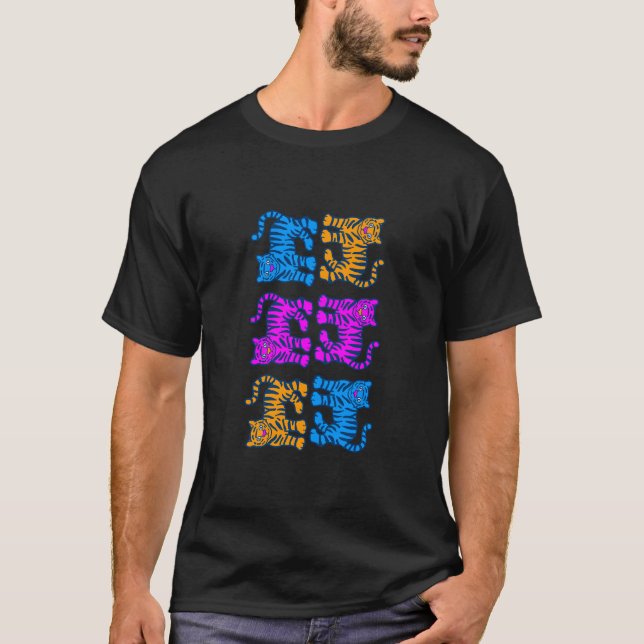 COREY TIGER 80's MULTI TIGER VERTICAL T-Shirt (Front)