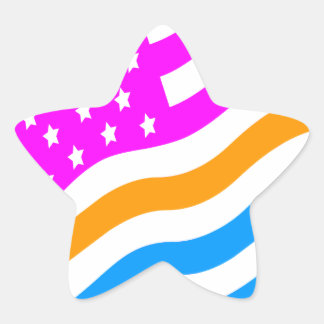 Corey Tiger 80s Neon American USA Flag Star Sticker