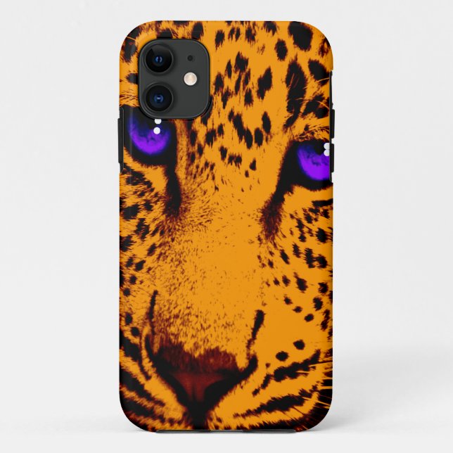 Corey Tiger 80s Neon Leopard Face (Green) Case-Mate iPhone Case (Back)
