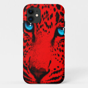 Corey Tiger 80s Neon Leopard Face (Red) Case-Mate iPhone Case