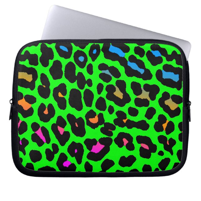 Corey Tiger 80s Neon Leopard Print Laptop Sleeve (Front)