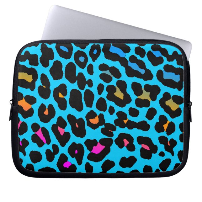 Corey Tiger 80s Neon Leopard Print Laptop Sleeve (Front)