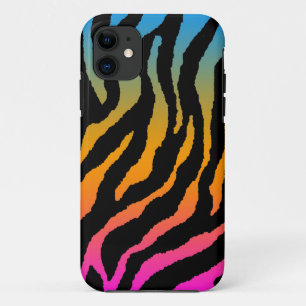 Corey Tiger 80s Neon Tiger Stripes (Neon Rainbow) iPhone 11 Case