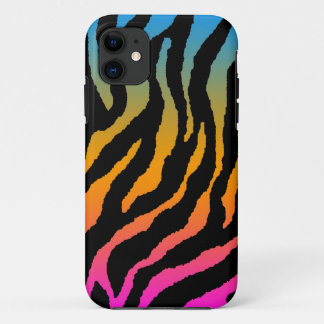 Corey Tiger 80s Neon Tiger Stripes (Neon Rainbow) iPhone 11 Case