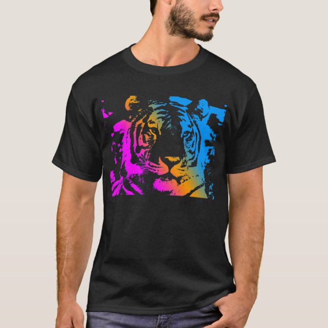 Corey Tiger 80's New Wave Tiger Face T-Shirt (Front)