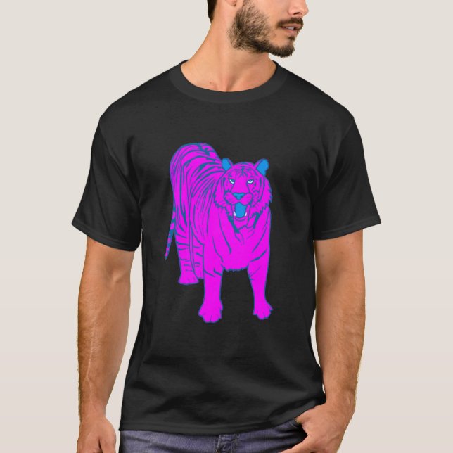 COREY TIGER 80's PINK TIGER STANDING T-Shirt (Front)