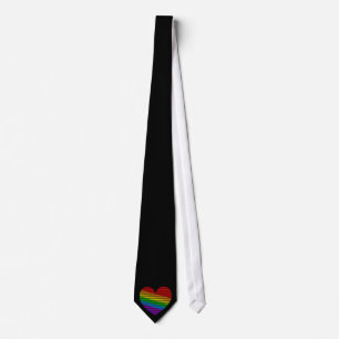 Corey Tiger 80s Rainbow Stripe Heart Necktie