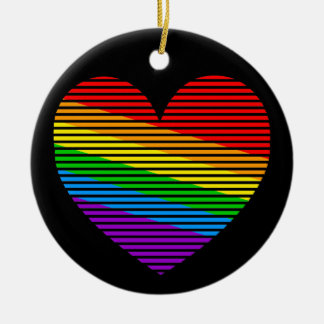 Corey Tiger 80s Rainbow Stripe Heart Ornament