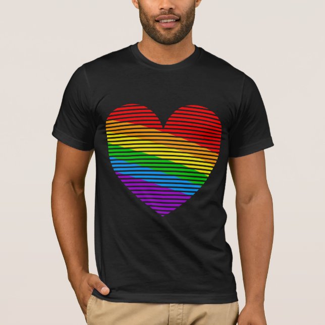 Corey Tiger 80s Rainbow Stripe Heart Shirt (Front)