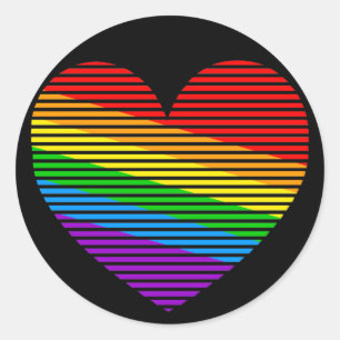 Corey Tiger 80s Rainbow Stripe Heart Stickers