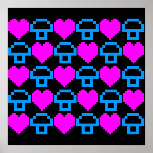 Corey Tiger 80s Retro 8bit Mushroom Love Poster (Front)