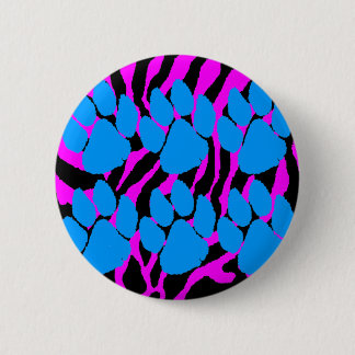 COREY TIGER 80s RETRO BLUE CLAWS PINK STRIPES 6 Cm Round Badge