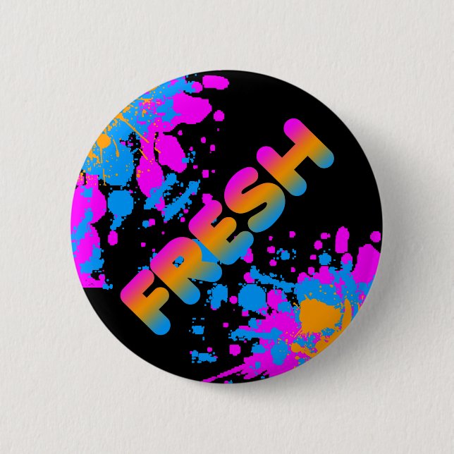 COREY TIGER 80s RETRO FRESH PAINT SPLATTER 6 Cm Round Badge (Front)