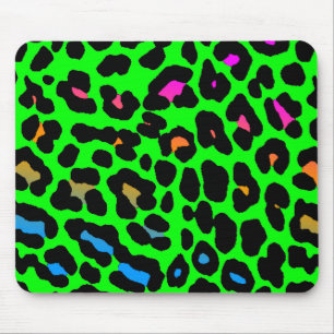 Corey Tiger 80s Retro Green Leopard Print Mousepad
