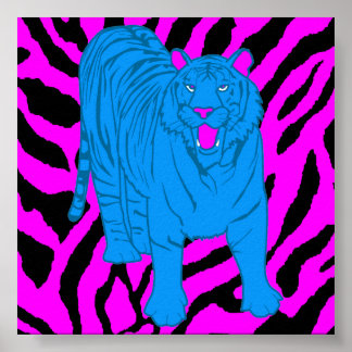 Corey Tiger 80s Retro Growling Tiger Poster