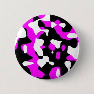 Corey Tiger 80s Retro Hot Pink Camouflage (Camo) 6 Cm Round Badge