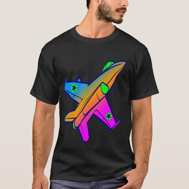 Corey Tiger 80s Retro Jet Fighter Plane T-Shirt (Front)