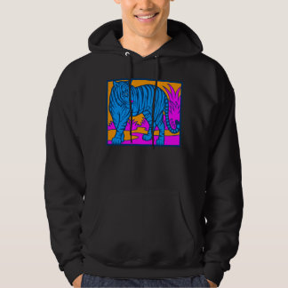 COREY TIGER '80s RETRO JUNGLE TIGER SCAPE BLUE Hoodie