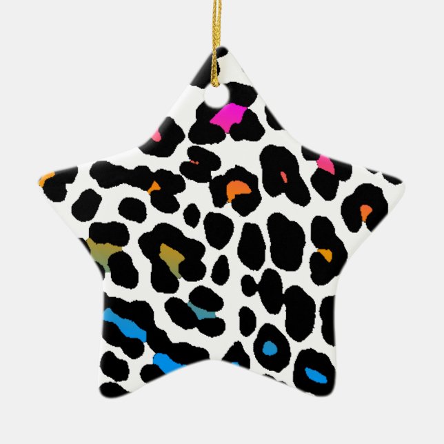 Corey Tiger 80s Retro Leopard Print Star Ornament (Front)