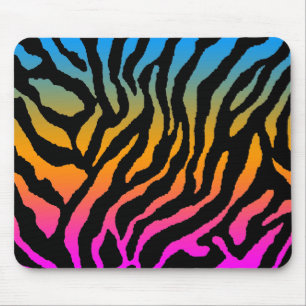 COREY TIGER 80's RETRO MULTICOLOUR BLACK STRIPES Mouse Pad