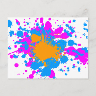 Corey Tiger 80s Retro Paint Splatter (Multicolor) Postcard