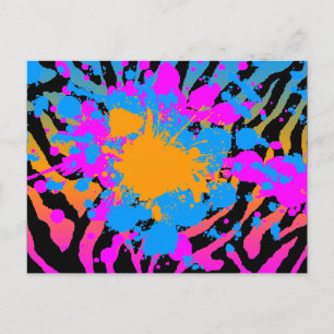 COREY TIGER '80s RETRO PAINT SPLATTER & STRIPES Postcard