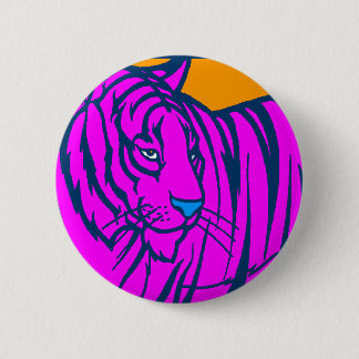 COREY TIGER 80s RETRO PINK JUNGLE TIGER 6 Cm Round Badge