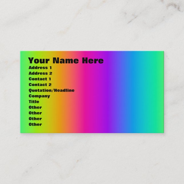 Corey Tiger 80s Retro Rainbow Blend Business Card (Front)