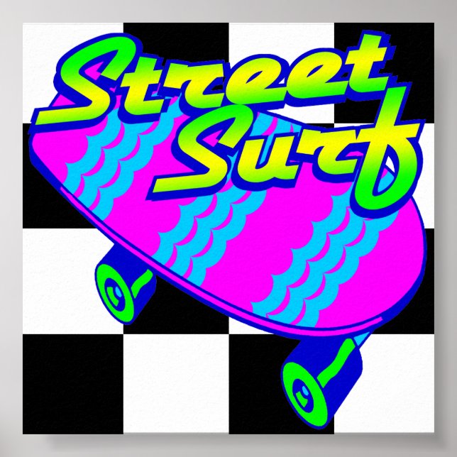 Corey Tiger 80s Retro Street Surf Skateboard Poster (Front)