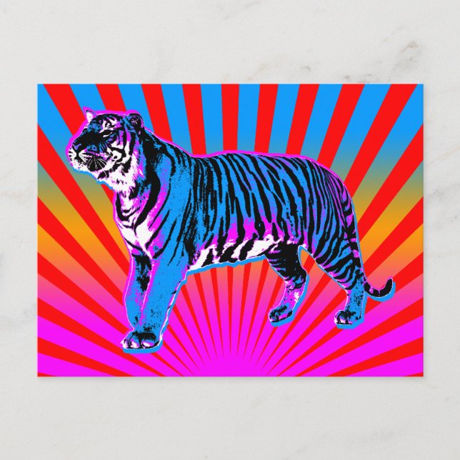 Corey Tiger 80s Retro Tiger Rising Sun Postcard (Front)
