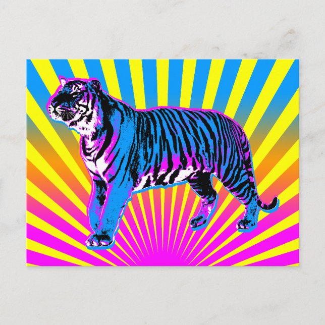 Corey Tiger 80s Retro Tiger Rising Sun Postcard (Front)