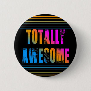 COREY TIGER 80s RETRO TOTALLY AWESOME STRIPES 6 Cm Round Badge
