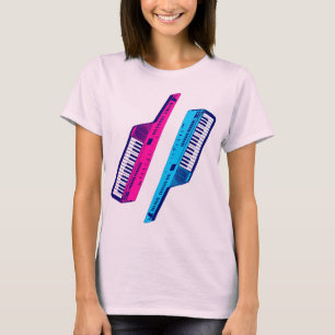Corey Tiger 80s Retro Vintage Keytar Pink & Blue T-Shirt