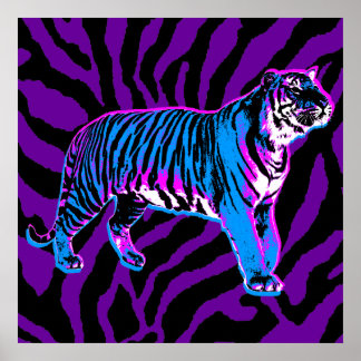 Corey Tiger 80s Retro Vintage Tiger Stripes Poster