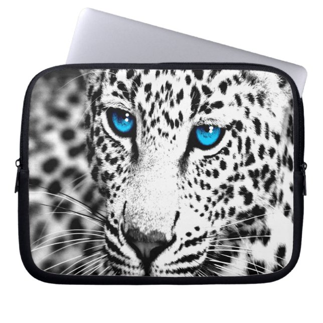 Corey Tiger 80s Snow Leopard (White) Laptop Sleeve (Front)