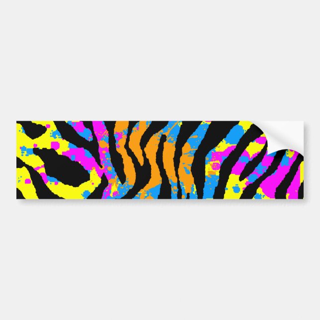 Corey Tiger 80s Splatter Paint Tiger Stripes Bumper Sticker (Front)
