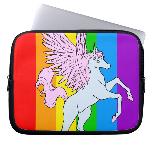 Corey Tiger 80s Unicorn Rainbow Laptop Sleeve (Front)